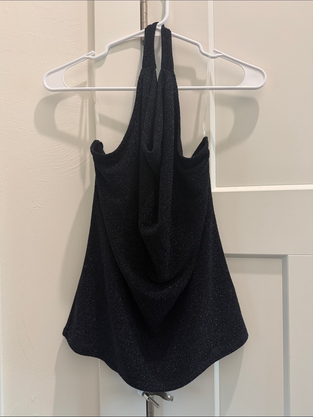 Cherish Black Sparkle Drape Halter Tank